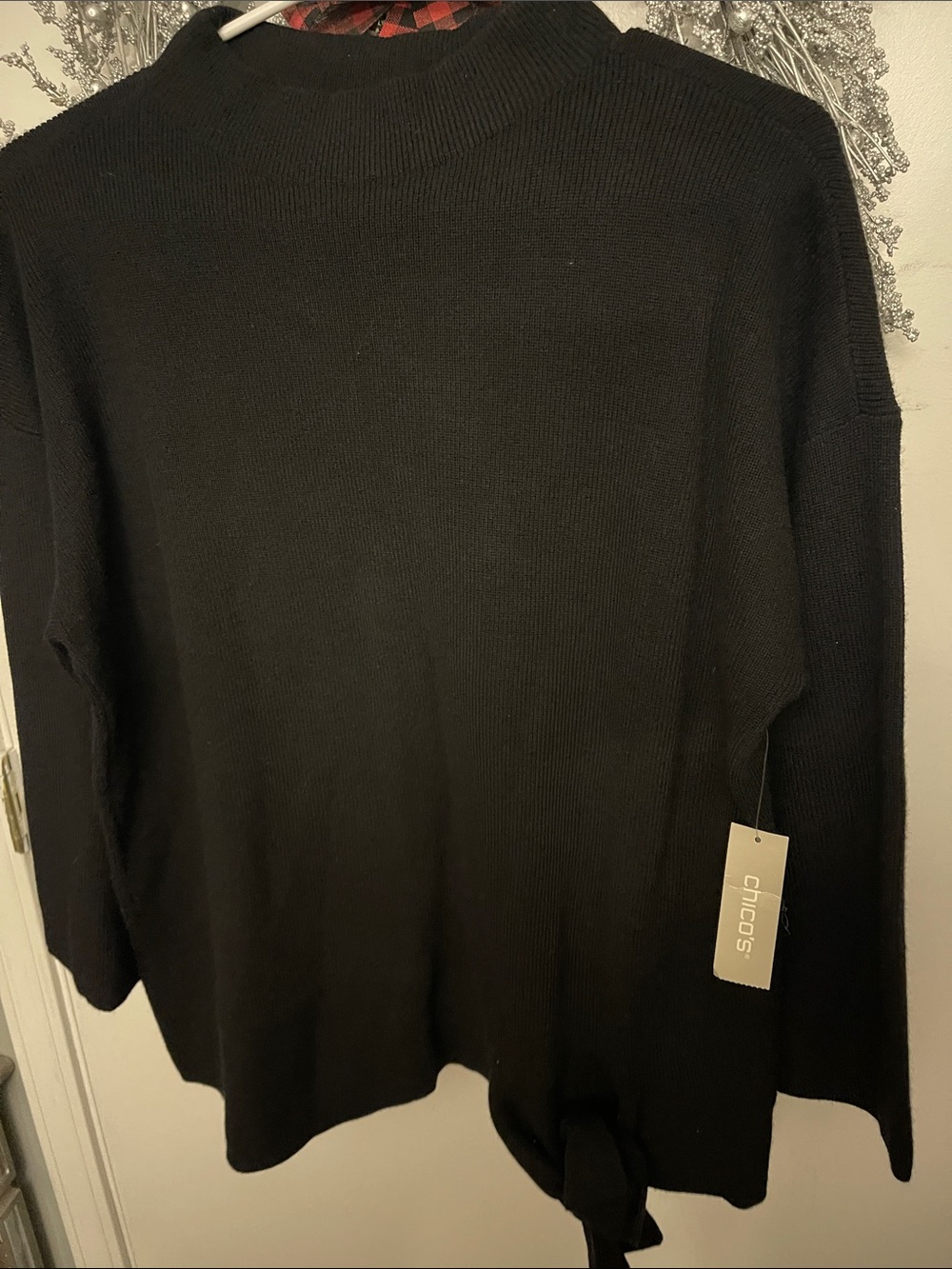 Chico's Black Knit Tie-Hem Pullover Sweater